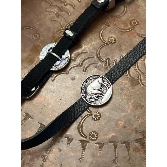 BUFFALO NICKEL CONCHO SILVER HAIR WESTERN HAT BAND SOUTHWEST MENS WOMENS - Picture 6 of 11